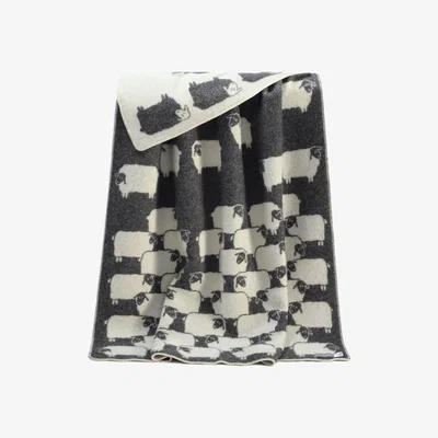 Wolf & Badger Black / White Herd Wool Blanket J. j.textile