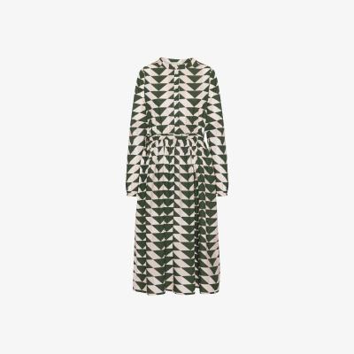 Wolf & Badger Women's Grobund Agnete Dress - Green Quilt Pattern | Xl