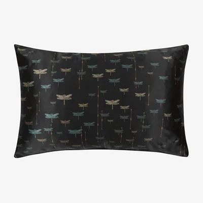 Wolf & Badger Gold / Black / Blue Dragonfly Silk Pillowslip Genevie