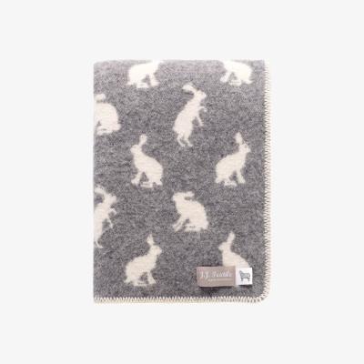 Wolf & Badger Grey / Neutrals / White Little Hares Wool Blanket J. j.textile