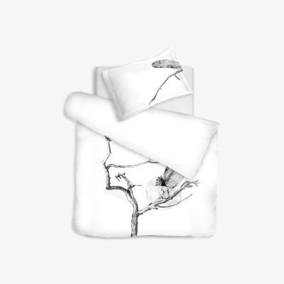 Wolf & Badger Cotton Sateen Bedding Set "Muse" By Artist Milena - White Graphic Digital Print - Uk Single Size | Uk Single | Decoflux Home
