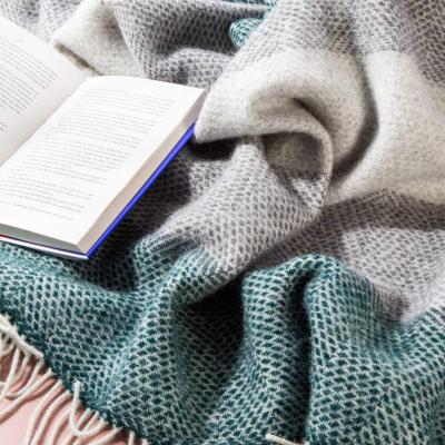 Wolf & Badger Green / Grey Pure New Wool Blanket - Down To The Valley One Size Heating & Plumbing London