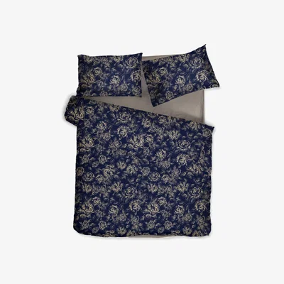 Wolf & Badger Cotton Bedding Set Rose Line Royal Blue Uk Super King, Us King + Gift Wrapping | Uk Super King | Decoflux Home