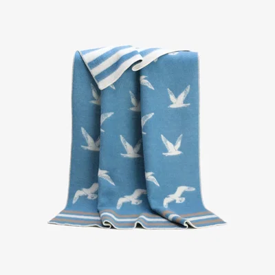 Wolf & Badger Blue / White Seagull Wool Blanket J. j.textile