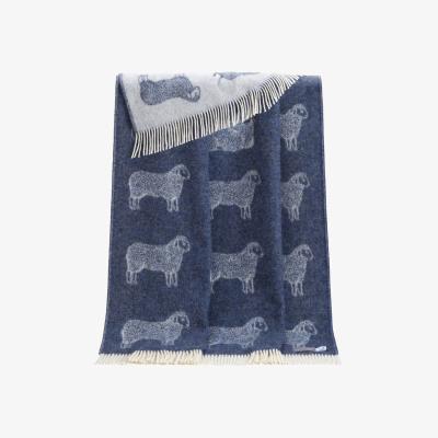 Wolf & Badger Blue / White Denim Blue Sheep Wool Thow J. j.textile