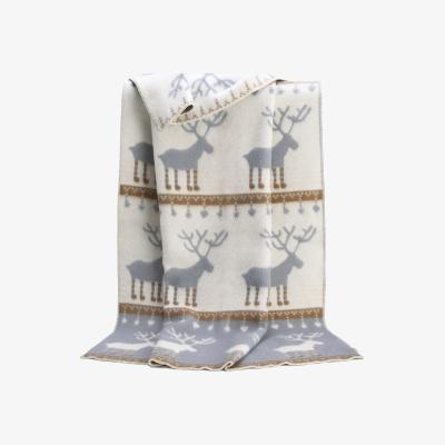 Wolf & Badger Brown / Grey Festive Blanket With Reindeer J. j.textile