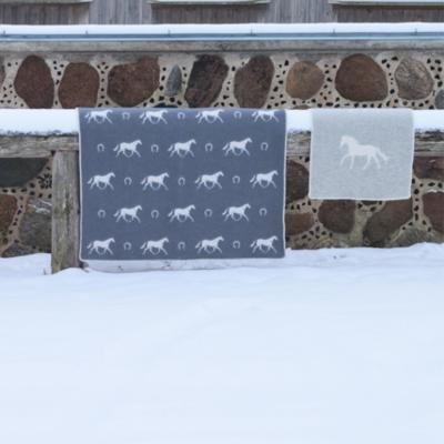 Wolf & Badger Grey / Neutrals / White Horseshoe Wool Blanket J. j.textile