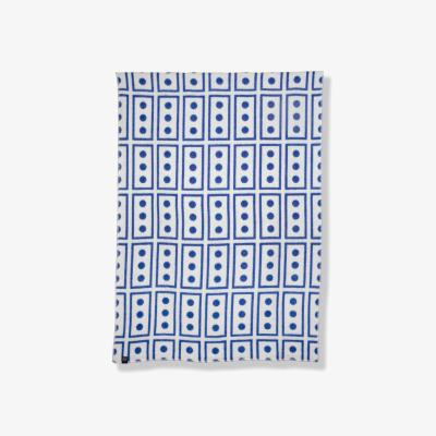 Wolf & Badger Neutrals / Blue / White Japan Wool Blanket By Nathalie Du Pasquier & George Sowden - Col. Blue & White Zigzagzurich