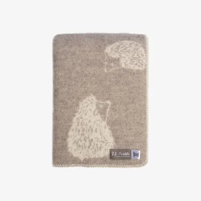 Wolf & Badger Brown / Neutrals / White Hedgehog Wool Blanket J. j.textile