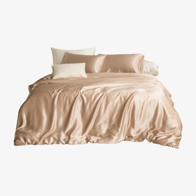 Wolf & Badger Neutrals Pure Mulberry Silk Seamless - Four-Piece Sheet Set - Double Size - Beige Uk Double Soft Strokes Silk