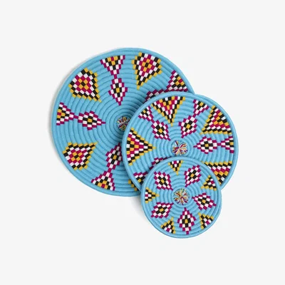 Amara Zan Artefacts - Maman Tray - Set of 3 - Blue