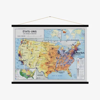 Amara Blue Shaker - Etats-Unis Vintage Map Print