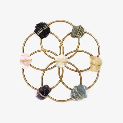 Amara Ariana Ost - Flower of Life Healing Crystal Grid - Small - White/Gold