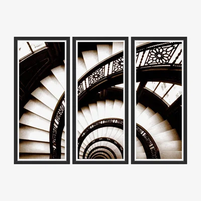 Amara Trowbridge Gallery - Spiral Staircase Sepia Triptych - Set Of 3 - 170x124cm