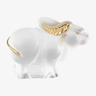 Amara Lalique - Ox Sculpture - Small - Gold Stamped