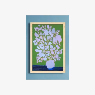 Anthropologie Mostly White Flowers Wall Art