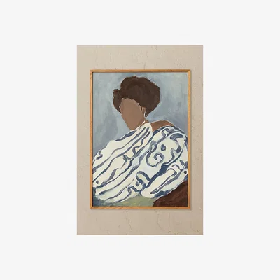 Anthropologie Paper Collective Blue Curls Wall Art Print