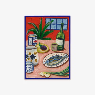 Anthropologie Composition With Fish by Adee Ardon Framed Wall Art Print