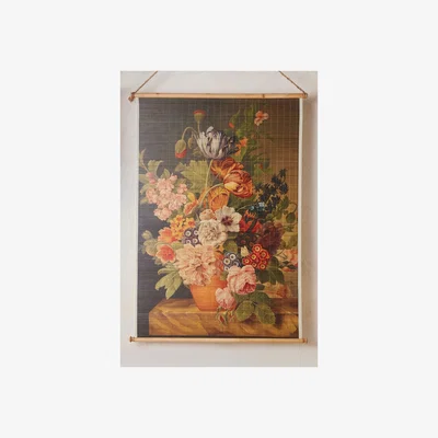 Anthropologie Floral Bamboo Wall Hanging