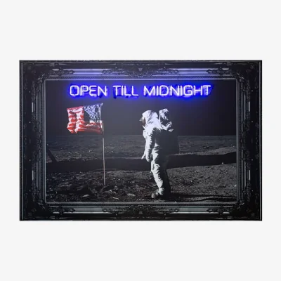 Andrew Martin Open Till Midnight, Neon Artwork, 120cm x 80cm, Blue - Andrew Martin
