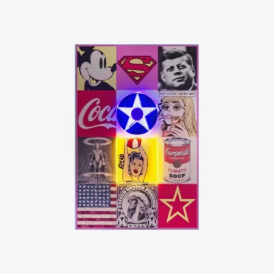 Andrew Martin Neon - America 80X120, Neon Artwork, 80cm x 120cm, Multicoloured - Andrew Martin