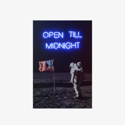 Andrew Martin Neon - Moon Landing 100X150, 100cm x 150cm - Andrew Martin
