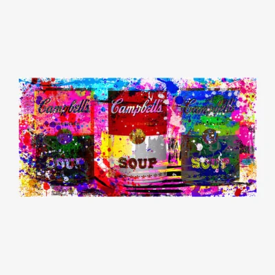 Andrew Martin Colourful Campbells, Plexiglass Artwork, 200cm x 100cm, Blue/Green/Multicoloured - Andrew Martin