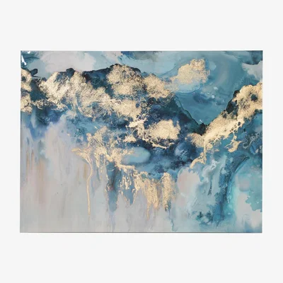 Barker and Stonehouse Blue & Gold Abstract Gold Foil Canvas Print | Barker & Stonehouse