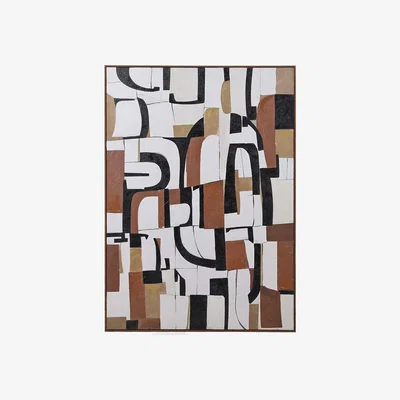 Barker and Stonehouse Textured Geometric Framed Canvas Print, Square, Grey | Barker & Stonehouse