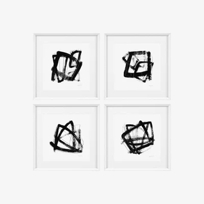 Barker and Stonehouse Eichholtz Print Ec286 Tessellation Set Of 4, Square, Black | Barker & Stonehouse