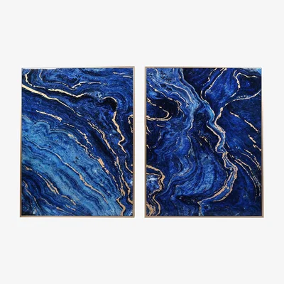 Barker and Stonehouse Set of 2 Marble Effect Panels, Blue and Gold