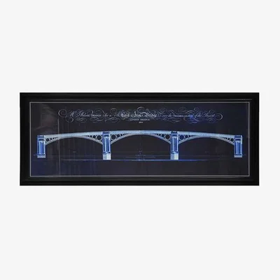 Barker and Stonehouse Timothy Oulton Architectural London Bridge Blueprint Art Large Print, Square, Black | Barker & Stonehouse