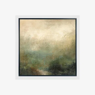 Barker and Stonehouse Mossy Haze Abstract Framed Canvas Print, Square | Barker & Stonehouse