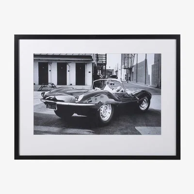 Barker and Stonehouse Steve McQueen Jaguar Framed Print, Black | Barker & Stonehouse