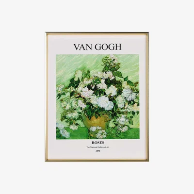 Barker and Stonehouse Van Gogh Roses Framed Print, Square, Green | Barker & Stonehouse