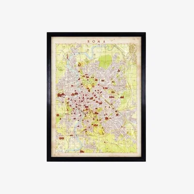 Barker and Stonehouse Timothy Oulton Maps Rome Art Print, Square, Black | Barker & Stonehouse