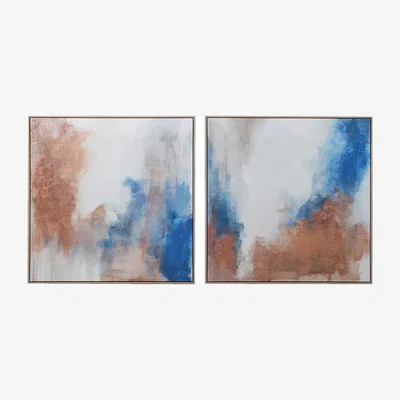 Barker and Stonehouse Set of 2 Blue Mood Framed Canvas Print, Square | Barker & Stonehouse