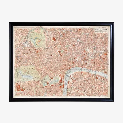 Barker and Stonehouse Timothy Oulton Maps London Art Print Oak Wood | Barker & Stonehouse