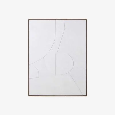 Barker and Stonehouse White Textured Abstract Framed Canvas Print, Square, Neutral | Barker & Stonehouse
