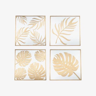 Barker and Stonehouse Gold Leaf Wall Art Set of Four Metal | Barker & Stonehouse