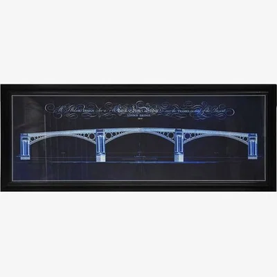Barker and Stonehouse Timothy Oulton Architectural London Bridge Blueprint Art Small Print, Square, Black | Barker & Stonehouse