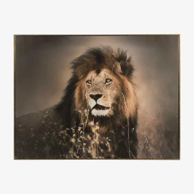 Barker and Stonehouse Framed Lion Canvas, Gold