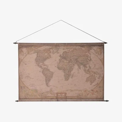 Barker and Stonehouse Fabric Hanging World Map Art, Brown | Barker & Stonehouse