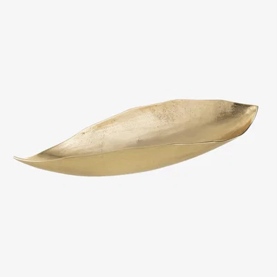 Barker and Stonehouse Large Gold Leaf Plateau Metal | Barker & Stonehouse