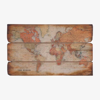 Barker and Stonehouse Large Wooden World Map Plaque Art, Brown | Barker & Stonehouse