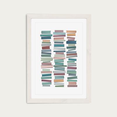 Bombinate.com Books Pastel Art Print White Frame