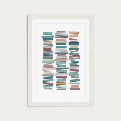 Bombinate.com Books Pastel Art Print White Frame