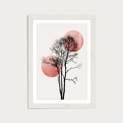 Bombinate.com Sun and Moon Hiding Rose Art Print White Frame