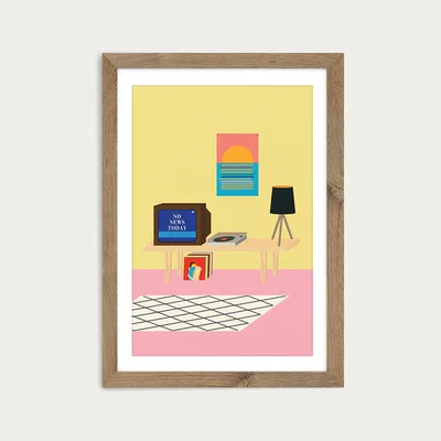 Bombinate.com No News Today Art Print Oak Frame