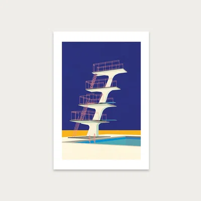 Bombinate.com Diving Tower Art Print Unframed